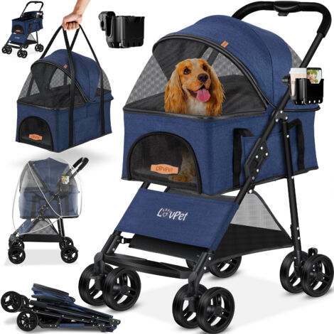 YITAHOME Passeggino Per Cani Fino 15 Kg - Pieghevole E Portatile, Blu - Foto 12