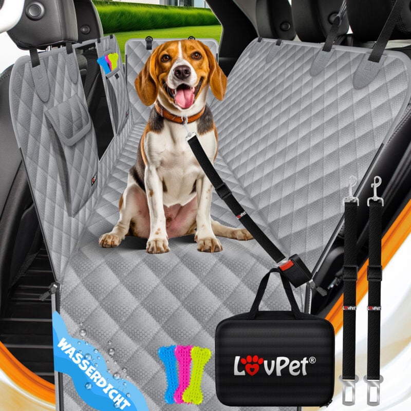 Couverture de chien 2en1 pour la banquette arrière et le coffre de la voiture avec protection latérale et fenêtre de visibilité Protection de coffre