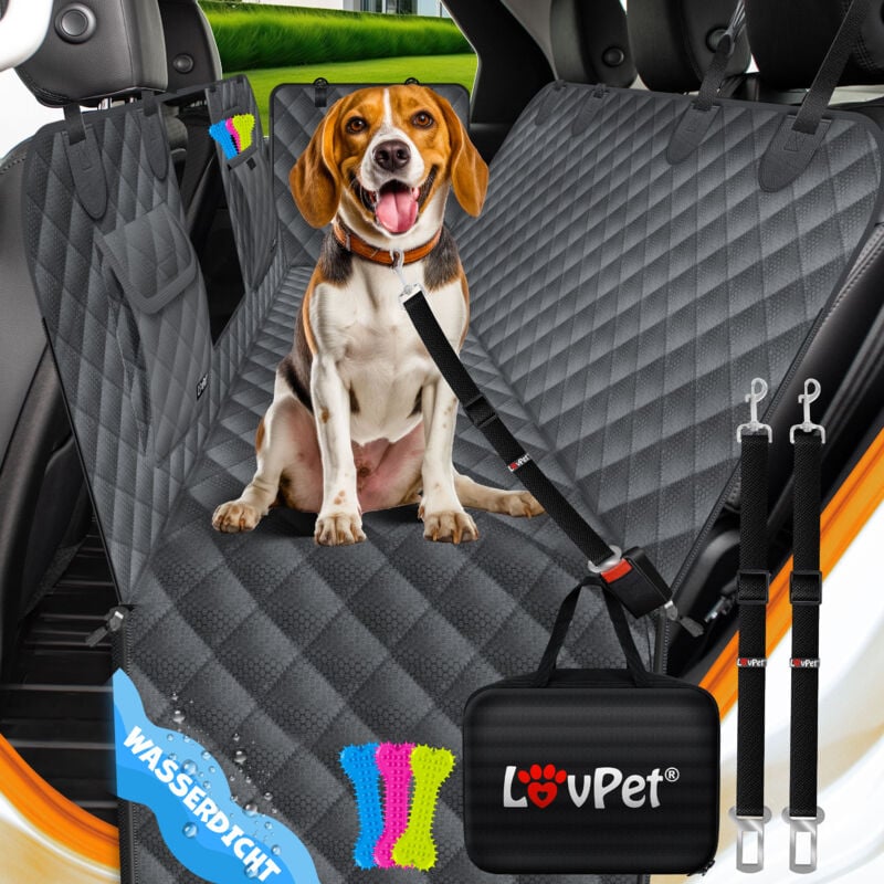 Couverture de chien 2en1 pour la banquette arrière et le coffre de la voiture avec protection latérale et fenêtre de visualisation Protection de