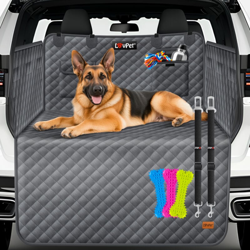 Lovpet - Protection de coffre chien matelassée avec protection latérale et de seuil de chargement Tapis de protection de coffre universel pour chiens