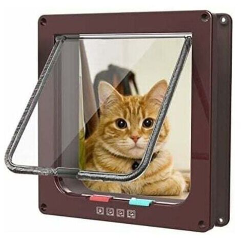 Low magnetic cat flap, cat and puppy door, cat flap with tunnel (19.7192 cm, brown)