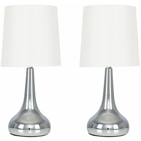 Pair Of Teardrop Touch Table Lamps Cream