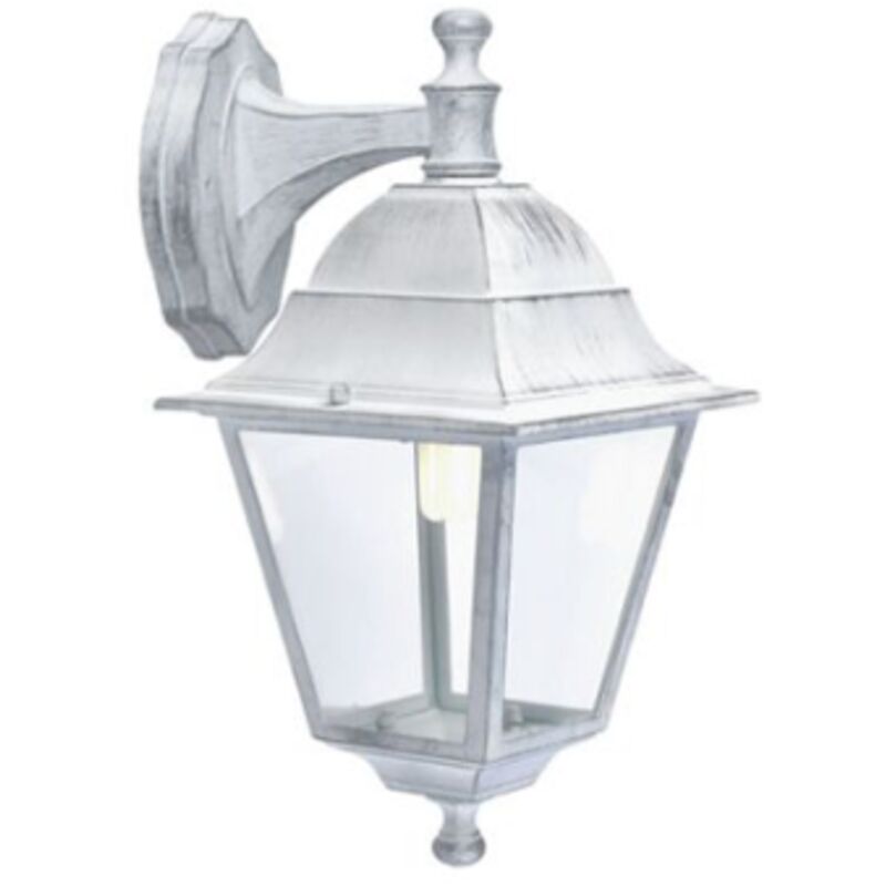 Applique lanterne descendante Old E27 60W blanc/argent cm42x18x28 exte'rieur - Sovil