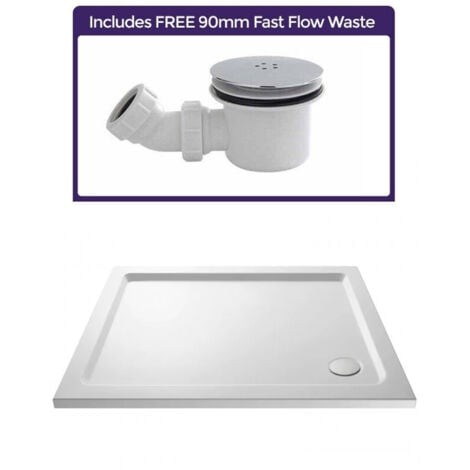 main image of "Low Profile 1200 x 800 Shower Tray Rectangle Walkin and Free Fast Flow Waste"