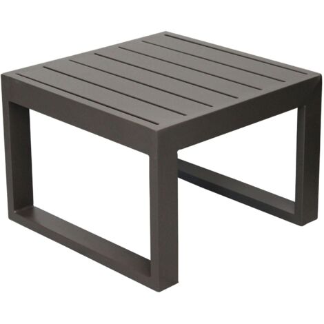 Low quadratisch Tabelle 45 x 45 cm Wohnzimmer im Freien für Wohnzimmer mit Aluminiumstruktur und Milos -Lattenebene - DarkGray