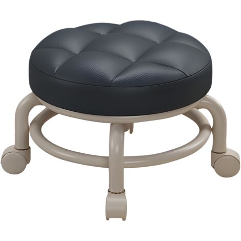 Low Roller Stools with Universal Wheel 360 Degrees Swivel PU Leather Round Rolling Stool Seats with Mute Wheels for Home Office Garage Shop Fitness