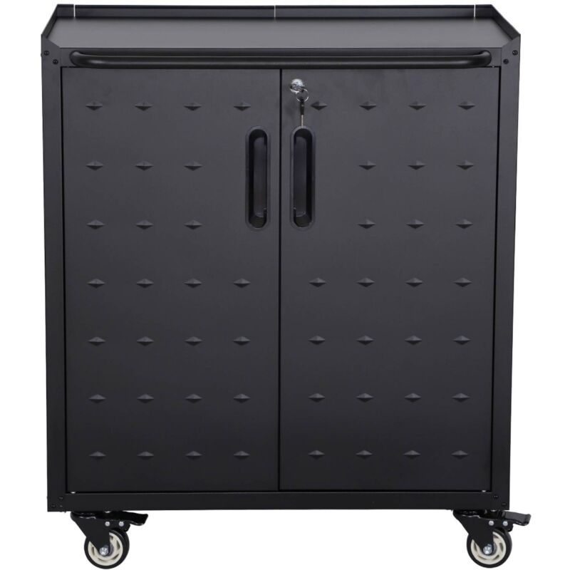 Sweeek Low Storage Cabinet For Garages With 2 Doors Black 42x75x88 Cm - Bobby