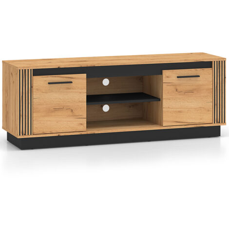 Lowboard 150 cm breit modern in Eiche mit schwarz URBANIA-131