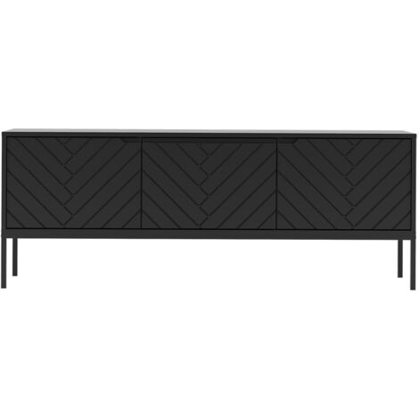 Lowboard 151 cm breit modern in schwarz matt mit gefräster Front ANGERA-140