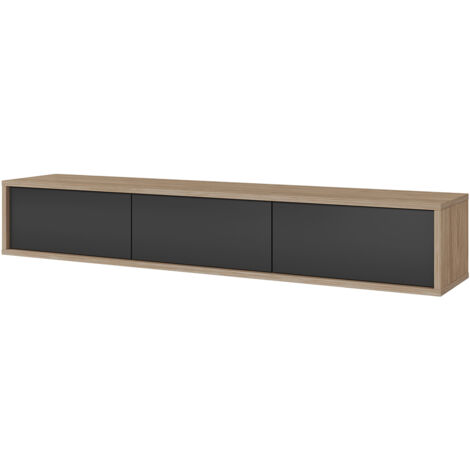 Lowboard 180 cm breit, hängend oder stehend, Eiche mit anthrazit FORLI-83