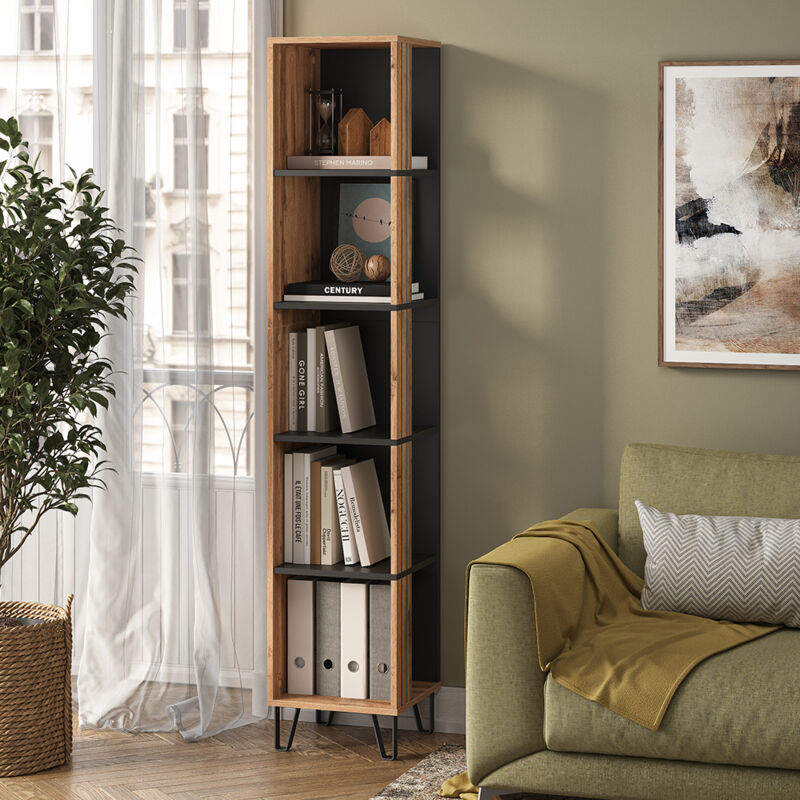 Bücherregal Amber, Eiche Wotan, 36 X 186.6 Cm, Vicco