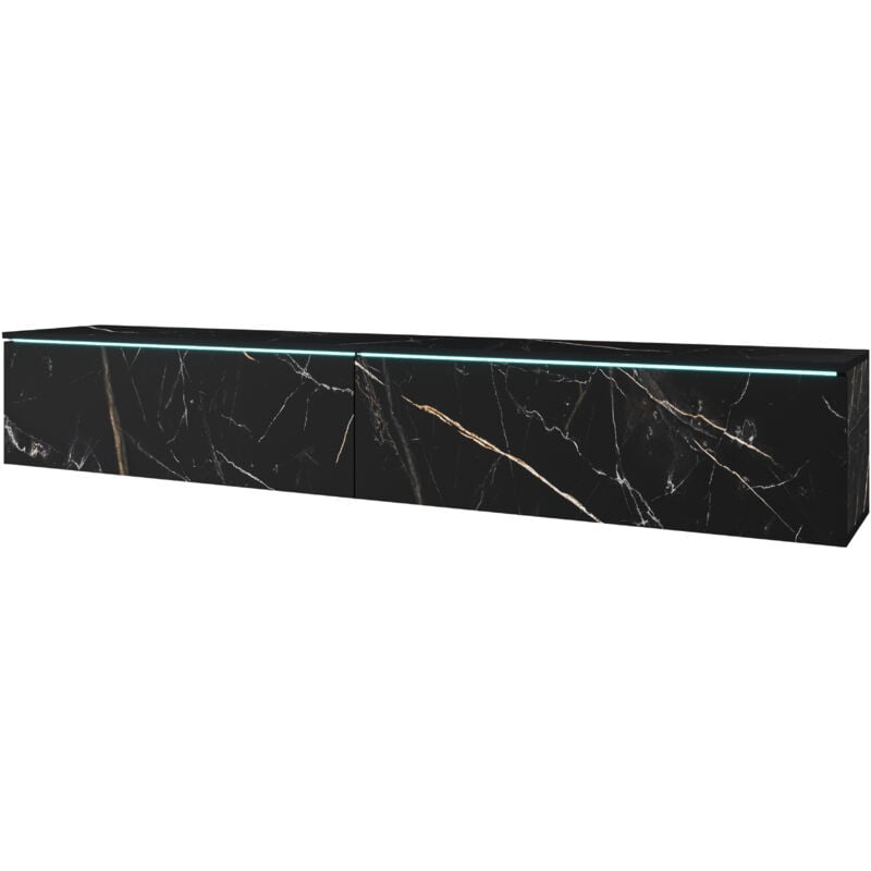 Muebles Slavic - Meuble tv Lowboard d 180 cm, meuble de télévision sans éclairage led, meuble de télévision suspendu, couleur Saint-Sébastien