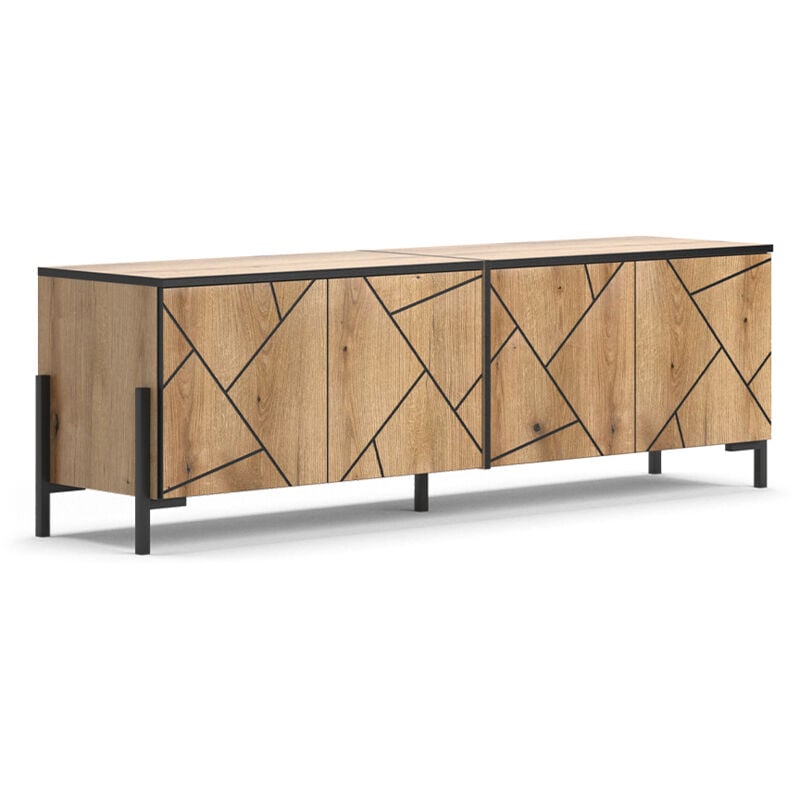 Vicco - Meuble tv Hatto, Chêne, 156.8 x 50 cm