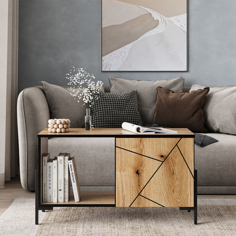Couchtisch Hatto, Eiche, 90 X 39.7 Cm Mit 1 Tür, Vicco