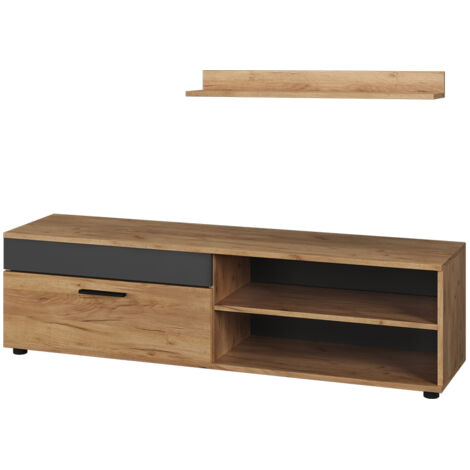 Lowboard & Regal Berno, Goldkraft Eiche/Anthrazit, mit 1 Klappe, Vicco