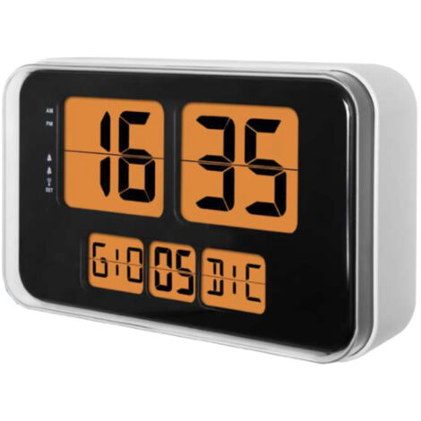 Lowell JD9910 reloj de mesa o pared Reloj radiocontrolado Rectángulo Negro, Naranja, Plata