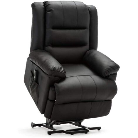 LOXLEY RISEREC BLACK LEATHER RECLINER CHAIR
