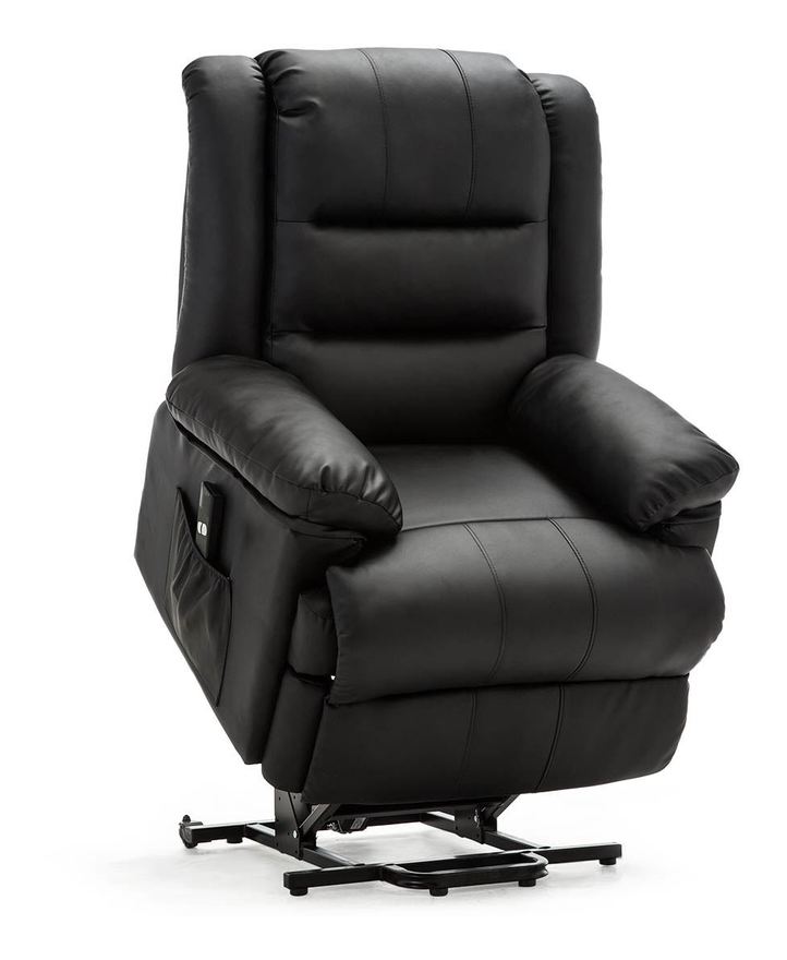 Loxley Riserec Black Leather Recliner Chair