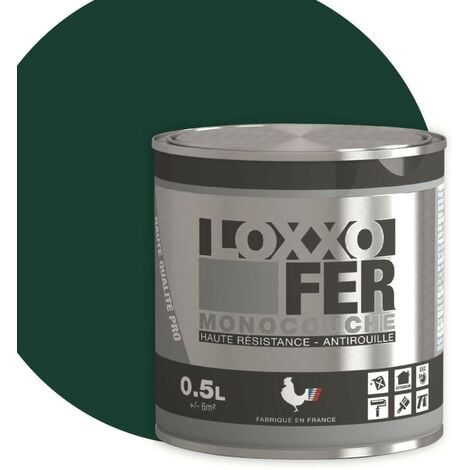 Loxxo Peinture Fer Antirouille - Monocouche - Haute Résistance - Intérieur & Extérieur Couleur: Vert basque - Conditionnement: 0.5L