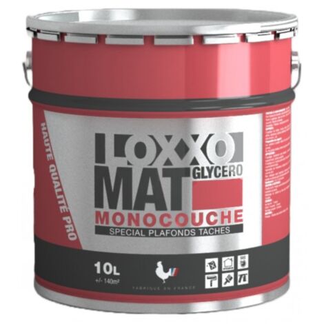 Loxxo Peinture Glycéro - Spécial Plafonds tachés - Monocouche - Blanc Mat Couleur: BLANC - Conditionnement: 10L