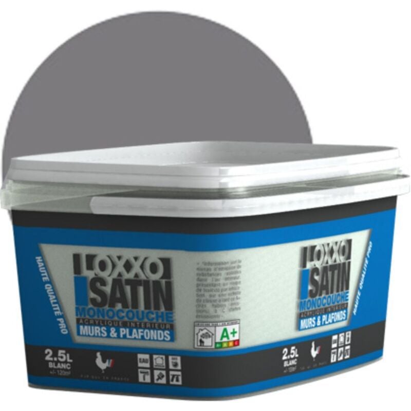 Peinture Acrylique Murs & Plafonds - Monocouche - Satin Conditionnement: 2.5L - Couleur: Minéral - Loxxo