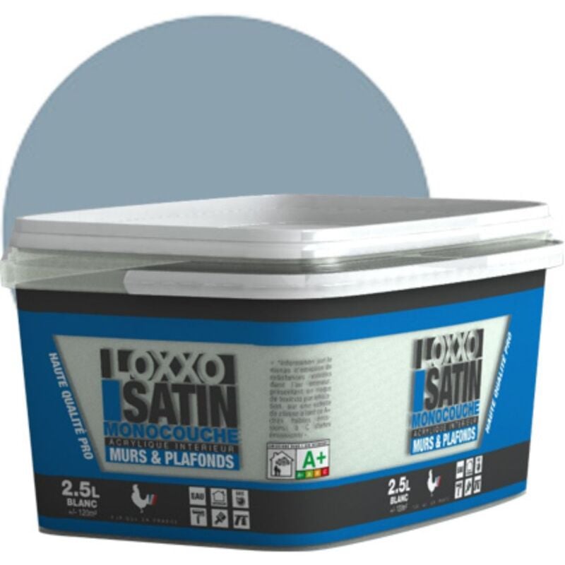 Peinture Acrylique Murs & Plafonds - Monocouche - Satin Conditionnement: 2.5L - Couleur: Bleu gris ( ) - Loxxo