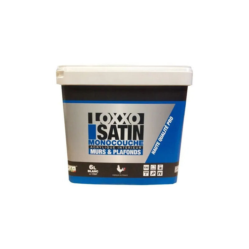 Peinture acrylique satin monocouche murs & plafonds blanc 6 l Loxxo