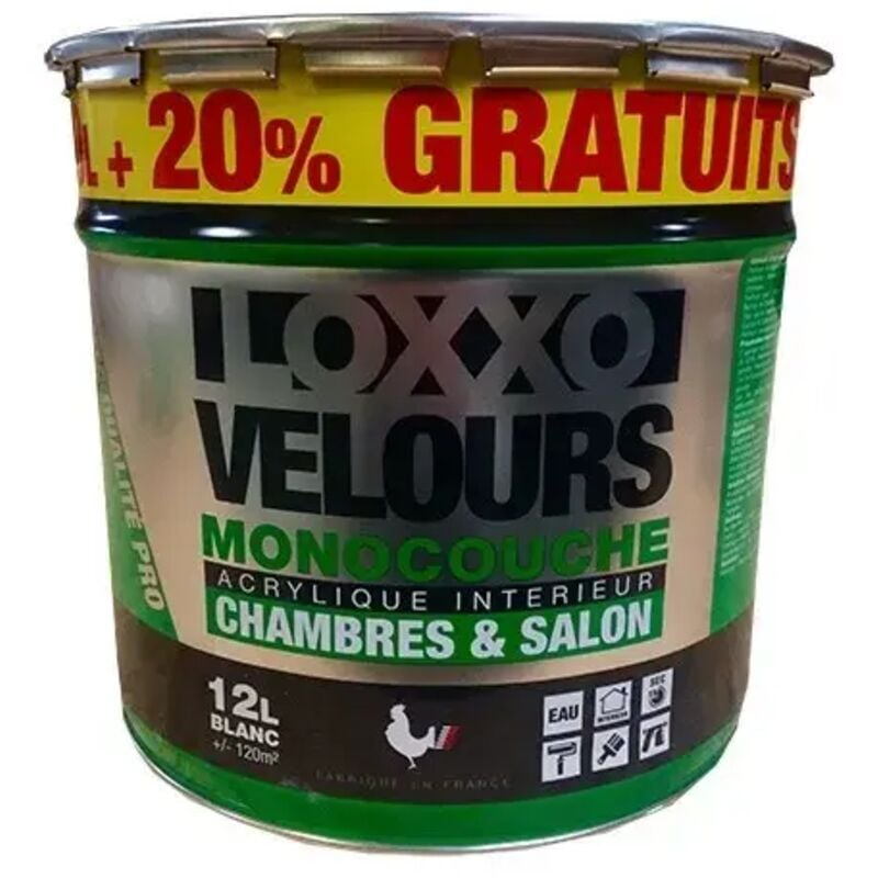 Peinture Velours Monocouche 12L Blanc 12 l - Loxxo