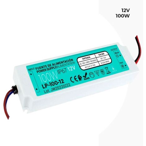 LP-100-12 - Alimentation LED 100W - 12V 8.3A - Étanche IP67 - Format Slim - Voir photos