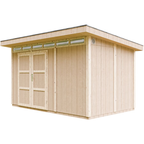 LP® SmartSide® panel shed M904A- H237 x 236 x 368 cm / 8.68 m2 - Sheds and Outdoor Storage  - Wooden garden storage shed -  Bike shed, Small shed, with floor and bituminous tiles - TIMBELA M904A
