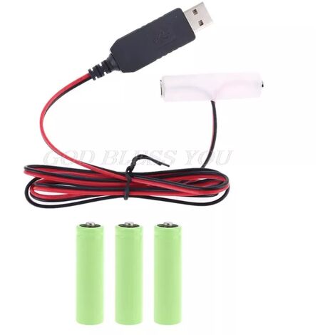 LR6 AA Battery Eliminator USB Power Supply Cable Replace 1-4pcs 1.5V AA Battery Drop Shipping,Italie,2AA