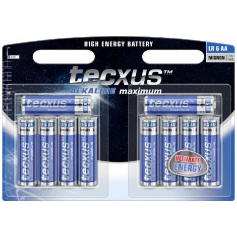 LR6/AA (Mignon) Pile, 10 dans l’emballage blister, Batterie alcaline au manganèse, 1,5 V.
