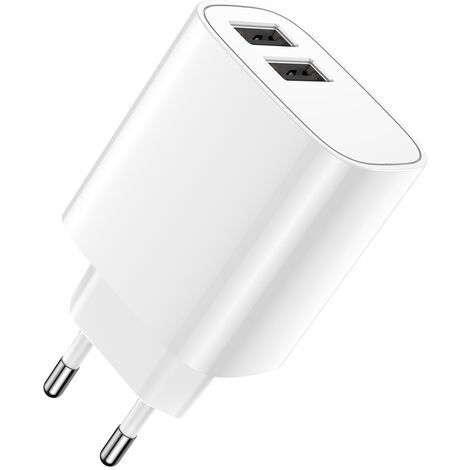 LS-03 12W Wandladegerät Handy-Ladegerät 2xUSB 2,4A mit zwei USB-Anschlüssen für Ihr Handy und Tablet Weiß