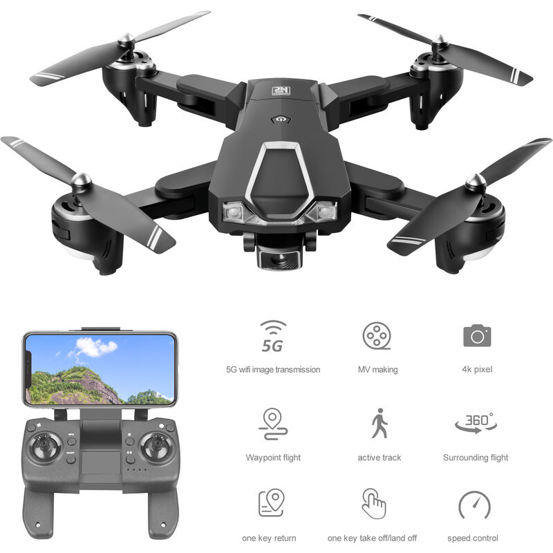 

LS-25 RC Drone con camara 4K Drone Camara dual con ESC 5G WIFI FPV GPS Una tecla Retorno Gesto Foto Video Posicionamiento de flujo optico Seguimiento