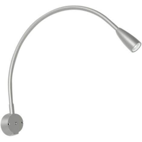 L&S Led Bettpaneelleuchte Legis 24 V/DC alufarbig mit USB-Charger - LED-Bettleuchte mit flexiblem Arm und integriertem USB-Ladeanschluss, 3000K, 1,2W