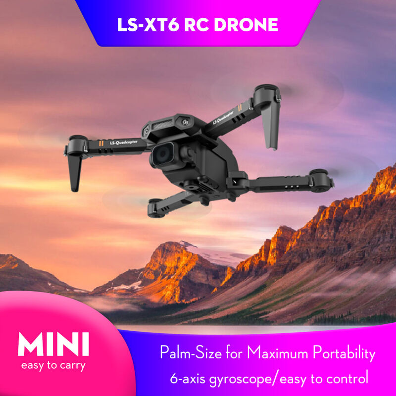 

LS-XT6 RC Drone Mini Drone 6-Axis Gyro 3D Flip Modo sin cabeza Retencion de altitud 12 minutos Tiempo de vuelo RC Qudcopter para ninos adultos,Negro,