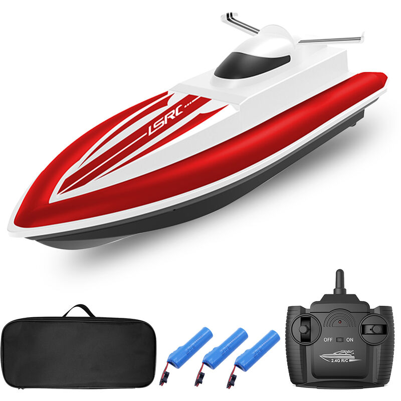 

LSRC Barco RC Barco de control remoto Barco de carreras 2,4 GHz Juguete impermeable para lago Piscina Mar Regalo para ninos Ninos Ninas,Rojo, 3 pilas