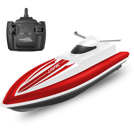 LSRC Barco RC Barco de control remoto Barco de carreras 2,4 GHz Juguete impermeable para lago Piscina Mar Regalo para ninos Ninos Ninas,Rojo, rojo 1 pila - Rojo, rojo 1 pila