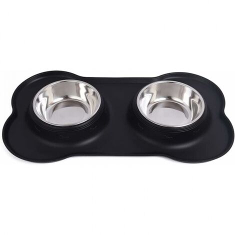 (L)Stainless Steel Non-Slip Pet Bowl, Spill Proof and No Spill Silicone Dog Bowl