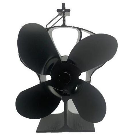 LT381 Ventilatore per camino stile corona nero, ventilatore per stufa ad avvio automatico, 4 pale, resistente alle alte temperature, ventilatore per camino alimentato da C
