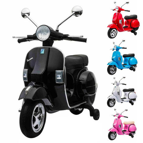 LT887 Moto eléctrica PIAGGIO para niños VESPA PX con ruedas 12V luces led | Blanco