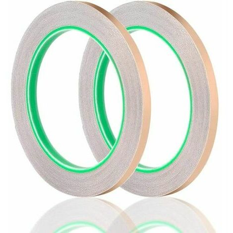LTDSFHC 2 Rouleau Ruban Cuivre, 20m x 6mm Bande Cuivre anti Limaces Adhesif Cuivre Double Conducteur, Ruban Adhésif Décoratif Feuille de Cuivre pour Vitrail