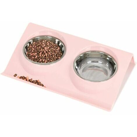 LTDSFHC Gamelle Chat Chien, Bol pour Animaux de Compagnie Set, Bol pour Chat Chien Portatif, Gamelles de Base Chat Bowl, avec Double Inoxydable Bols