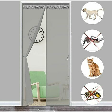 LTDSFHC MagnéTique Moustiquaire Porte 140x220cm MagnéTique Rideau De Porte Store Moustiquaire sans Percer pour Porte d Entrée Intérieur/Patio/Coulissante, Gris
