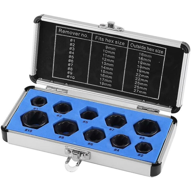 10 Stück Stecknuss 9-19 mm Beschädigte Mutter Stud Lock Bolt Extractor | 08718982297289