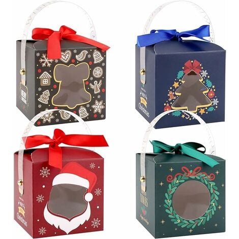 10pcs Boîte De Bonbons Boîte Cadeau De Noël Avec 20 Rubans - Pour