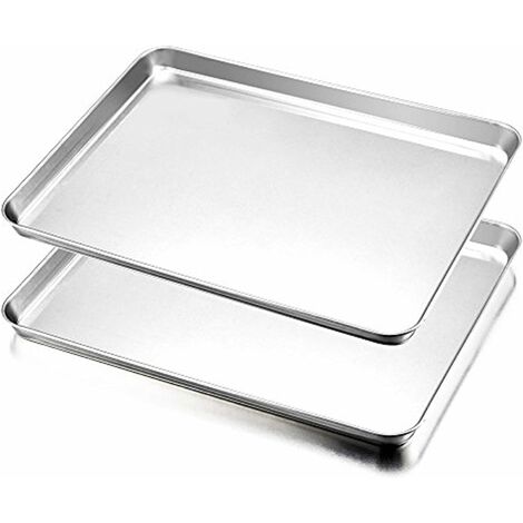 LTS FAFA 2pcs Plateau de cuisson, plateau de four en acier inoxydable plateau de gâteau 2 pièces, 40 x 30 x 2,5 cm, plateau de four rectangulaire pour la cuisson et le Service - Non toxique, sain, fac