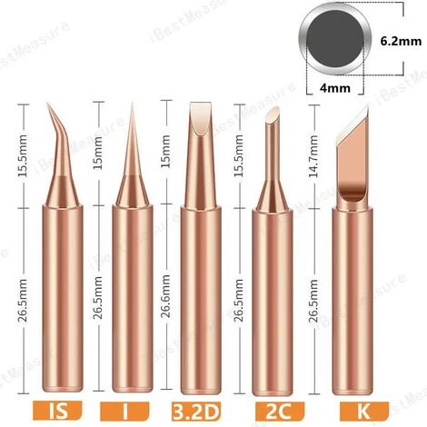 LTS FAFA 5 pièces pointe de fer à souder en cuivre pur 900M-T pointes de soudure sans plomb tête de soudage BGA outils de soudage fer à souder