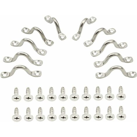 LTS FAFA Boucles Pont pour Kayaks, 10 Pièces Canoe Boucles Pont, Sangles Yeux en Acier Inoxydable, Kayaks Oeil Plaques, Forme à Bosse Boucle Fixe, avec 20 Vis