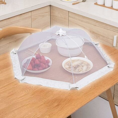 LTS FAFA Capuche anti-mouches, housse pliable, écran en maille couvre capot de protection contre les insectes pour nourriture, fruits, pique-nique, barbecue, 80 cm (gris)